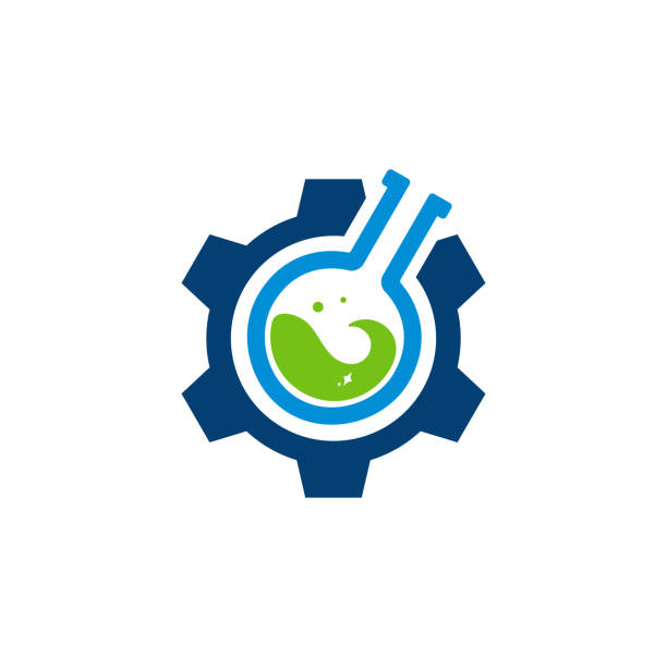 Tech Laboratory logo, Laboratory Machine logo template vector